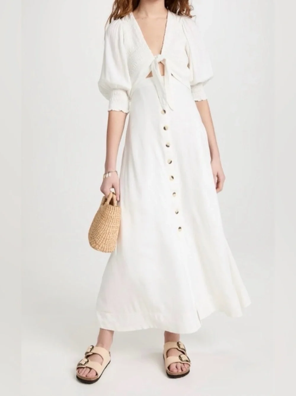 Free People White Button-Front High-Low Maxi Skirt - Picture 3 of 7